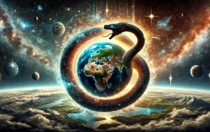 Evren Yılanı – dünyanın çevresini saran kozmik yılan, yaratılışın ve sonsuz döngünün sembolü